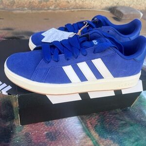 Adidas Men's Royal Blue and White Sneakers